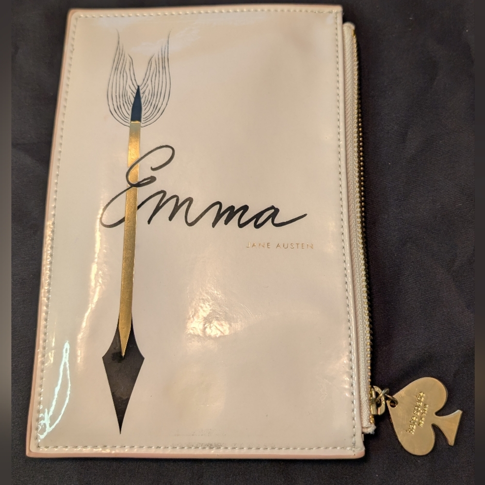 Kate Spade White and Gold Pink Patent Leather Pouch.